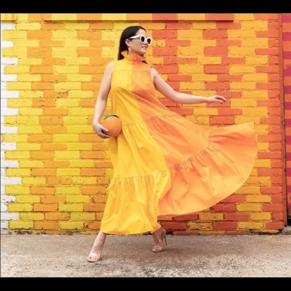 Christopher John Rogers orange two tone dress - Picture 2 of 5